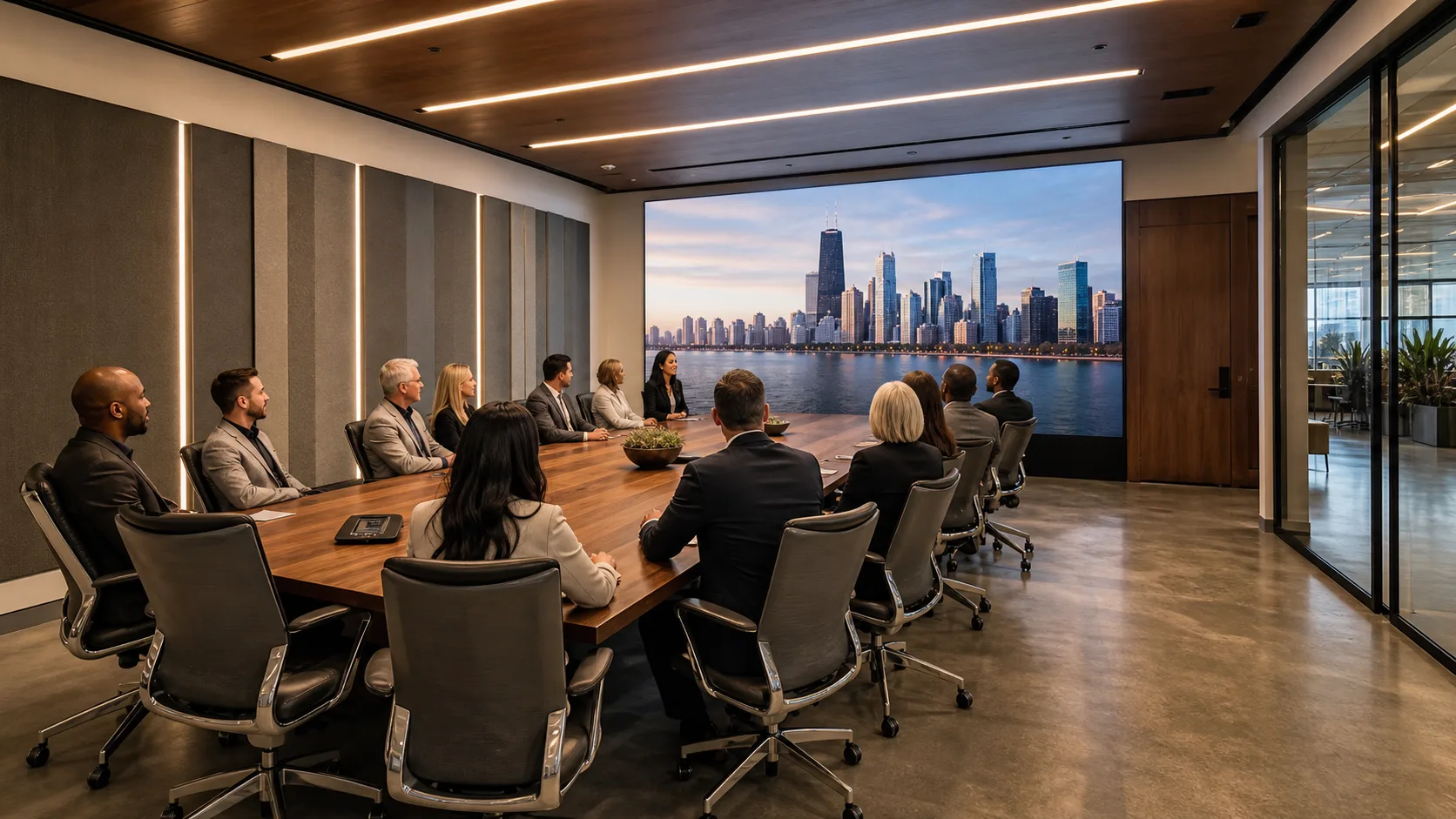 Boardroom without bezel lines — concept visualization