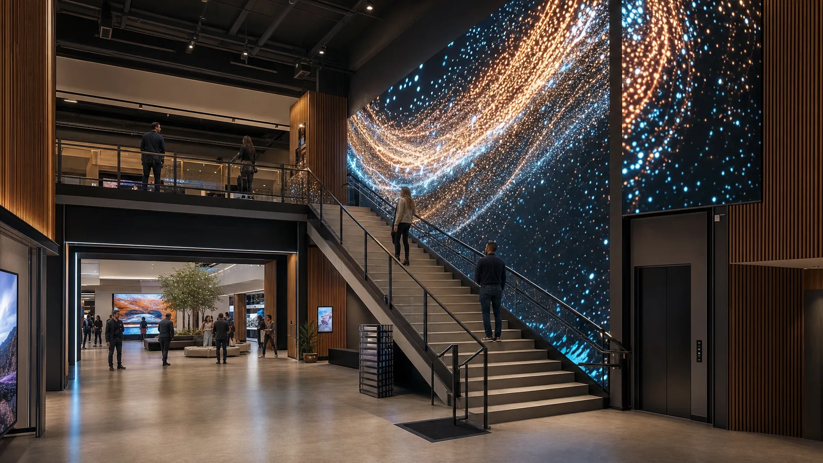 Kinetic digital-art stair — concept visualization