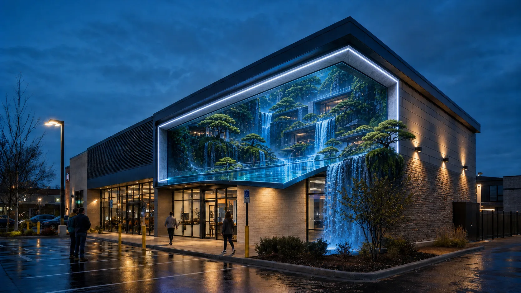 Waterfall garden portal — concept visualization