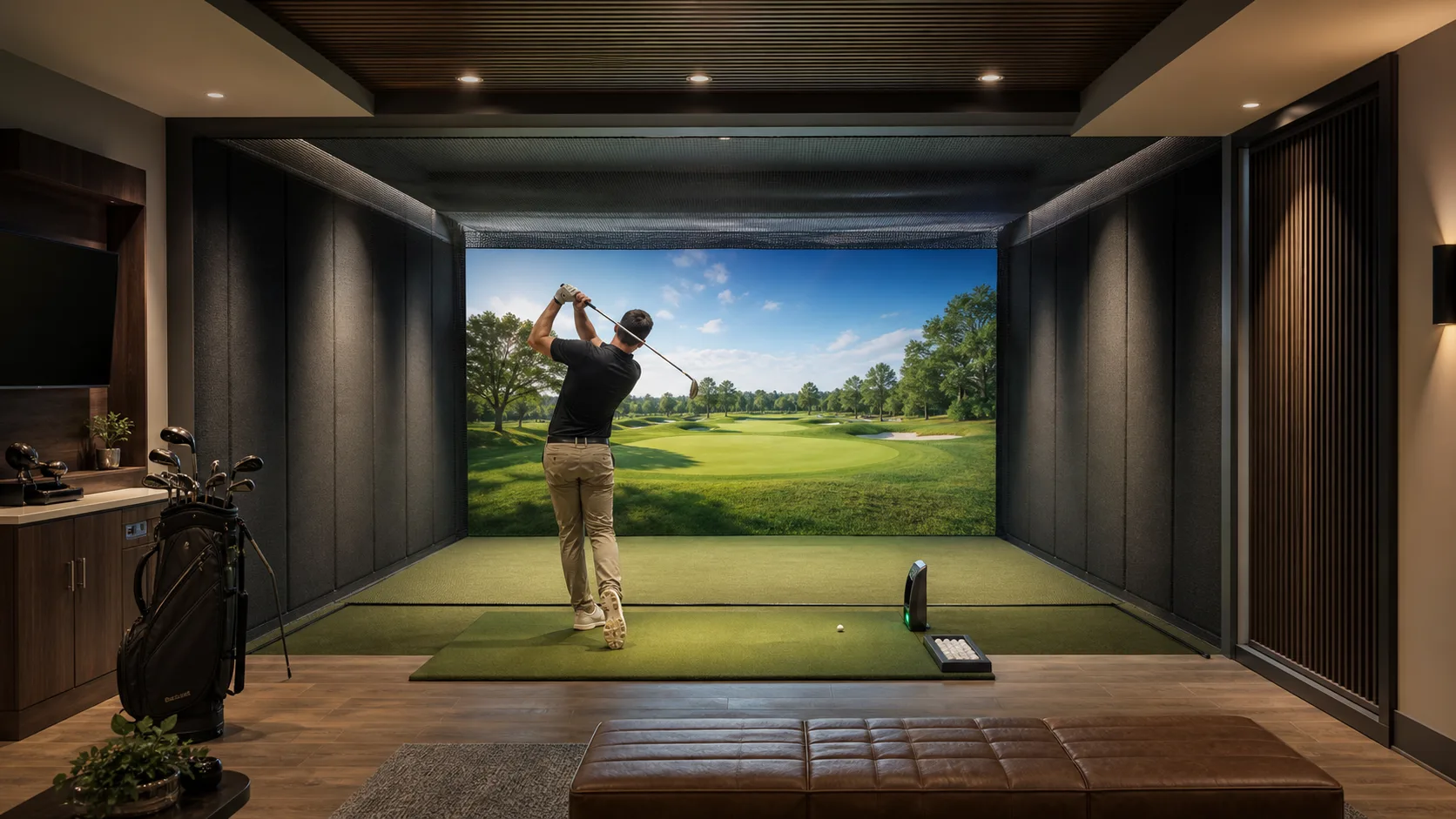 Protected golf and LED simulator — concept visualization