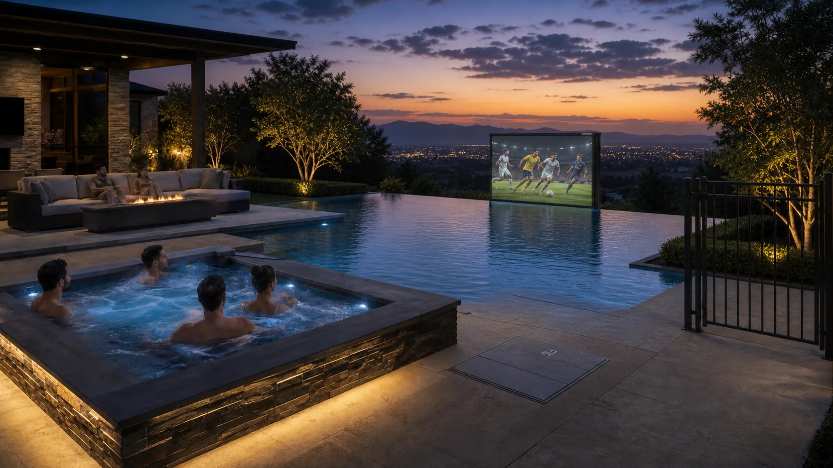 Infinity-pool screen lift — concept visualization
