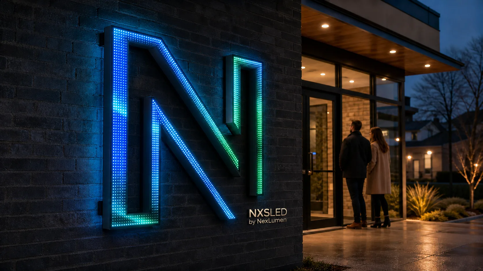 Die-cut LED panel logo — concept visualization