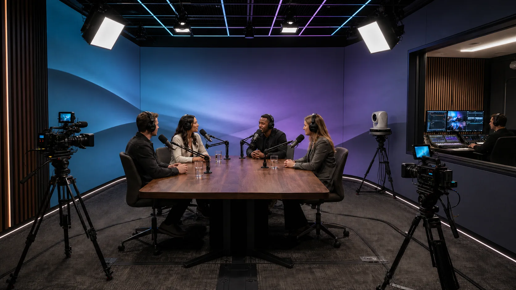 LED podcast production room concept visualization
