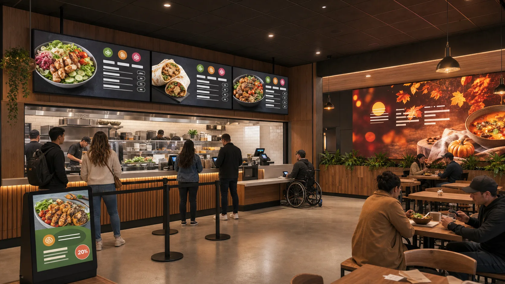 Restaurant menu and brand wall concept visualization