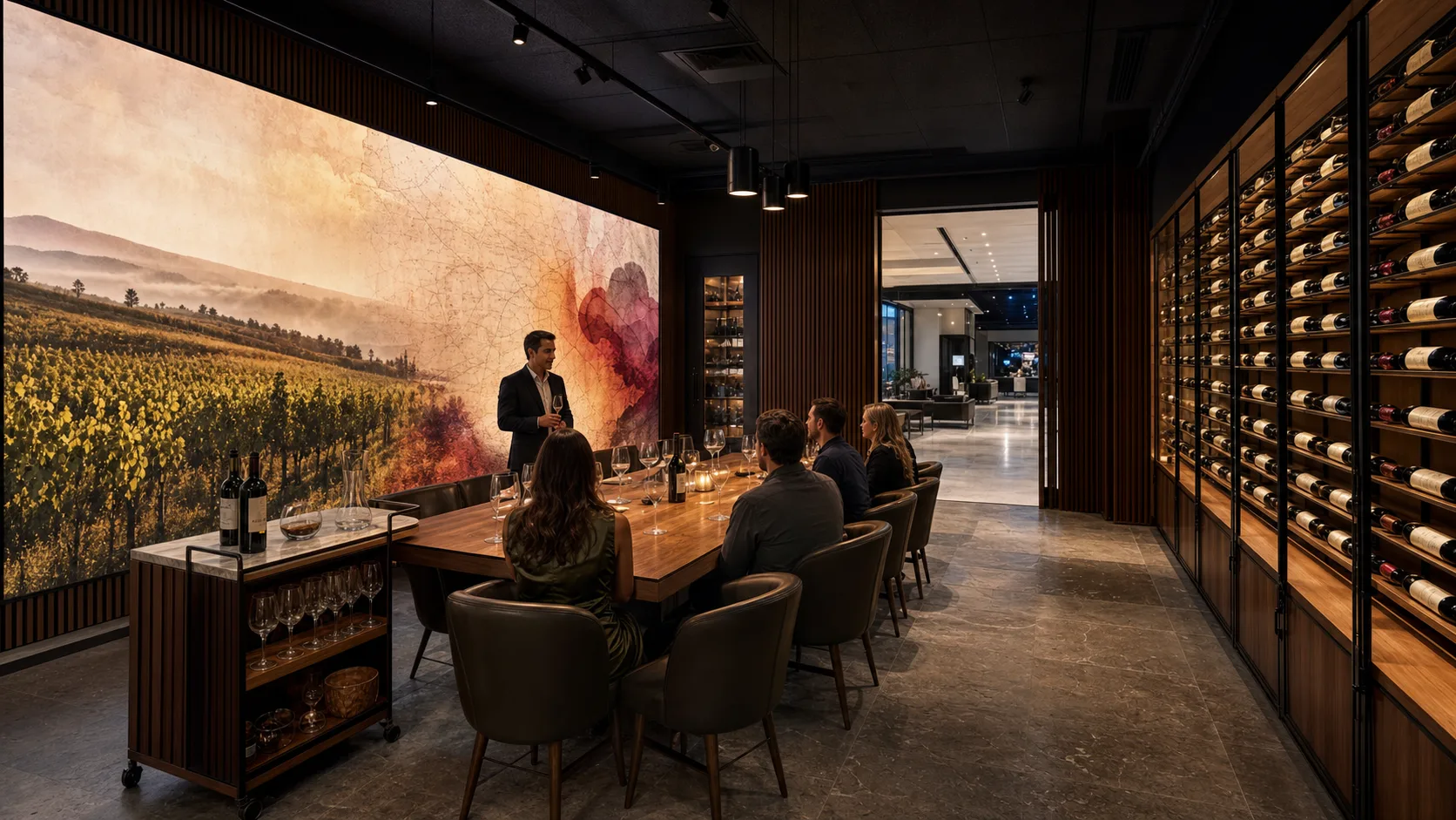 Wine tasting story wall — concept visualization
